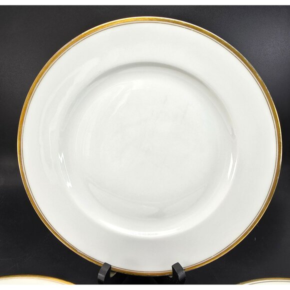 Haviland Limoges White & Gold Rimmed Dinner Plates 9.25" Set Of 5 CM2113 - Picture 2 of 8